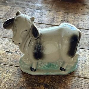Adorable Vintage Ceramic Cow Figurine Brazilian